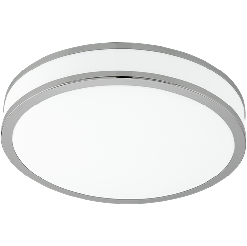 Palermo 2 LED væg og loftlampe i metal Hvid med skærm i Hvid og Krom plastik, 24W LED, diameter 41 cm, højde 6 cm.